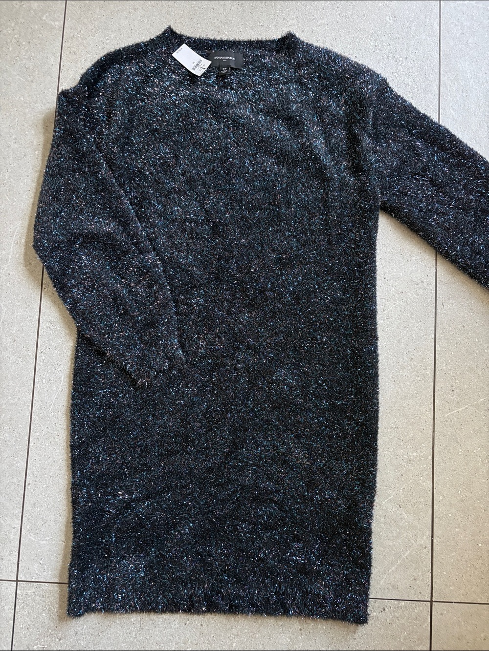 Banana Republic blue and black tinsel dress